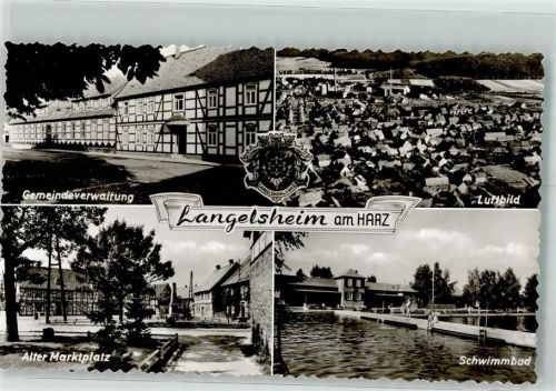 Langelsheim Schwimmbad Marktplatz Fliegeraufnahme Gemeindeverwaltung