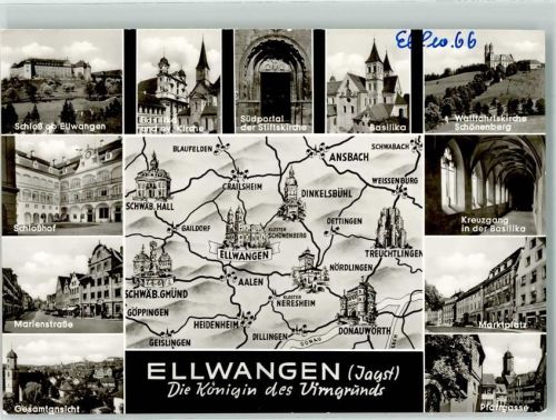 Ellwangen Schloss Basilika Ev. Kirche Südportal Stiftskirche Kreuzgang Marienstraße Marktplatz