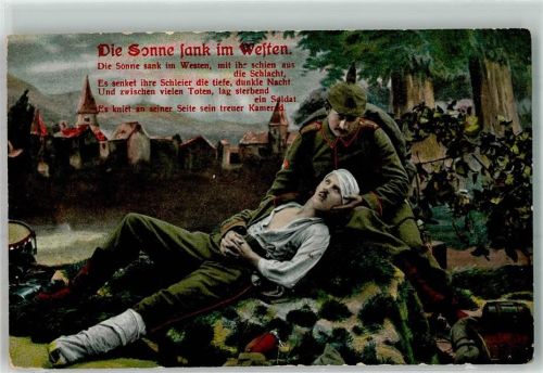 1915 Die Sonne sank im Westen Landser nimmt Abschied von seinem tödlich getroffenen Kameraden R & K.L. Serie 2587/I Feldpost 2. Bayer. Inf.-Div.