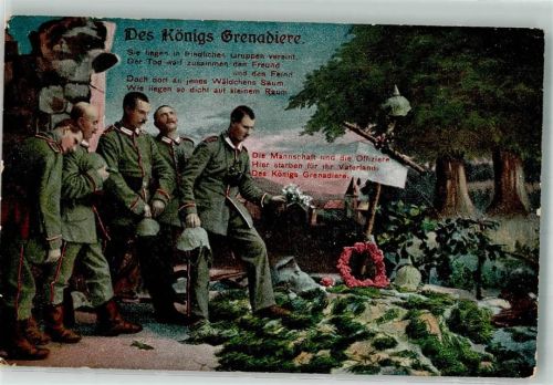 1916 Deutsche Grenadiere in Uniform trauern am Grab von Kameraden Fotostudioaufnahme R & K.L. Serie 2584/6 Feldpost WK I Münsingen
