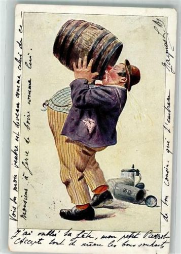 1900 Aus dem Bierfass trinken Humor
