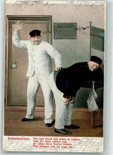 1906 Stubenältester vertrimmt einen jüngeren Kameraden Kaiserreich Soldatenleben