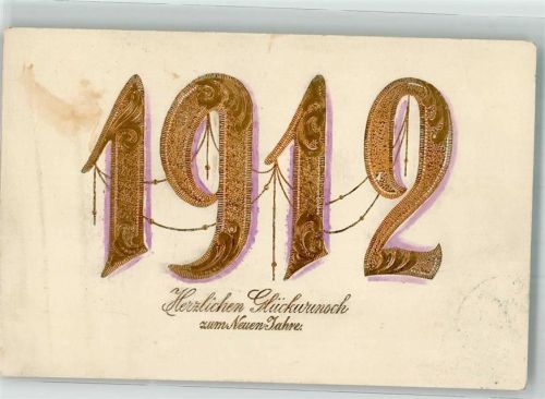 1912 Neujahr 1912 Jugendstil Goldletter