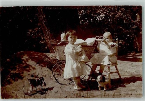 1914 Puppenwagen Kinderwagen Kuh auf Rädern Kinder