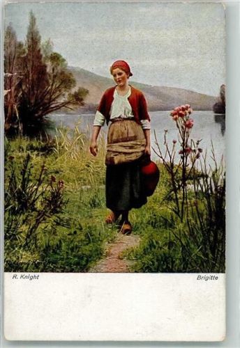 Frau sign. Knight R. Holzschuhe Verlag Hanfstaengl Nr.5