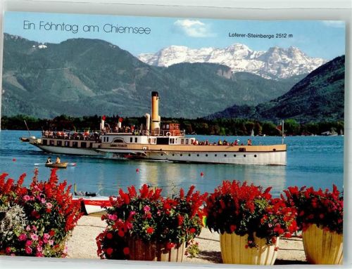 Chiemsee Raddampfer Ludwig Fessler vor Loferer Steinberge