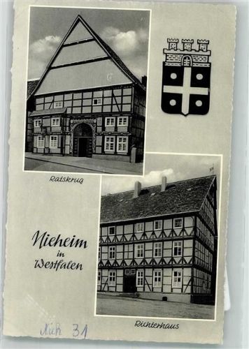Nieheim Gasthaus Ratskrug Richterhaus Wappen Foto AK