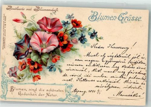 1899 Postkarte mit Blumenduft