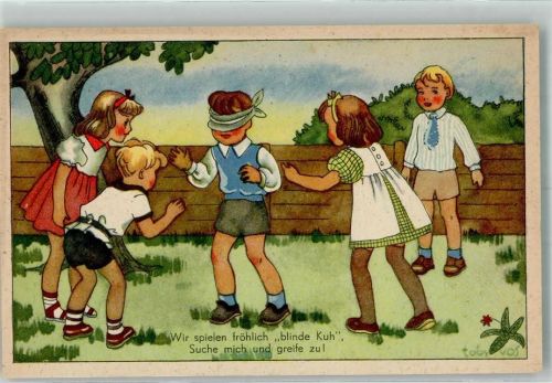 Kinderspiele Blinde Kuh sign. Toby Vos