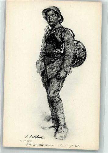 1919 sign. Le Blant Ein junger Trommler in Uniform WK I
