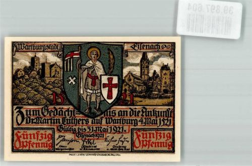 Eisenach 50 Pfennig Wappen Junker Jörg übersetzt das beue Testament