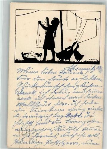 1915 Kind Gänse Scherenschnitt