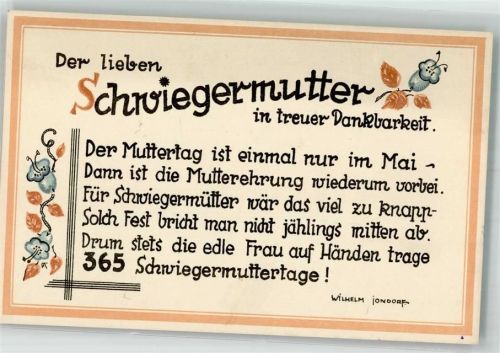 Der lieben Schwiegermutter in treuer Dankbarkeit Muttertag Spruch