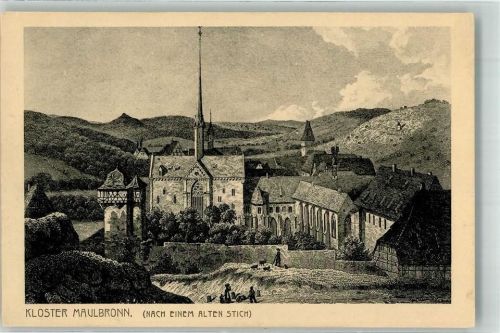 Maulbronn Kirche Kloster Stich auf AK