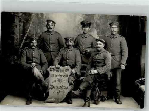 Neu-Ulm 1916 Uniform Feldpost WK I Ort lt. Stempel Gruppenfoto Foto AK