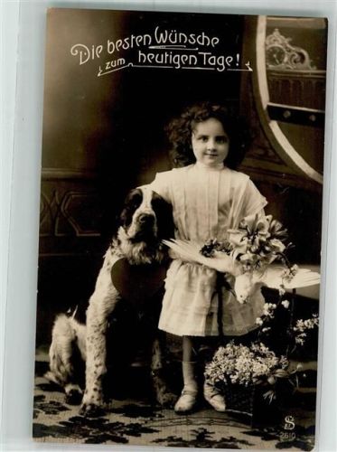 1910 Mädchen Taube Blumen Glückwünsche