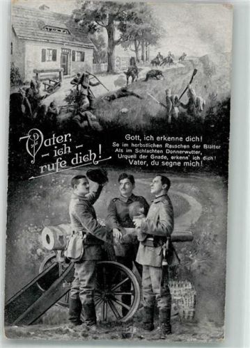Landser in Uniform beten zu Gott Artillerie L & P 3017/IV Feldpost WK I Bad Pyrmont Christliche Propaganda 1917