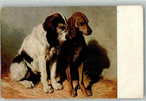 1911 sign. A. de Dreux , sitzende Hunde