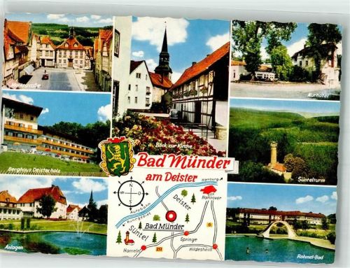 Bad Münder 1959 Kirche Pension Deisterholz Hotel Süntelturm Schwimmbad Wappen