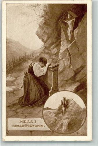 1915 Frau im Gebet : Beschütze Ihn WK I