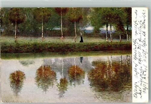 1911 Serie III, 2 sign. P.W. Keller : Frau am Waldbach
