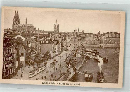 Köln Altstadt-Nord 103 Straßenbahn Dampfschiff Partie am Leystapel