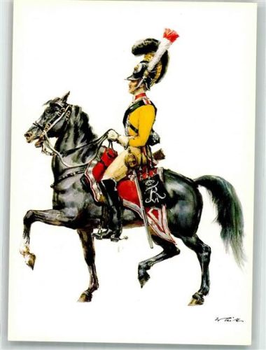 sign. Tritt Gemeiner des Garde du Corps a cheval in Uniform zu Pferde aus dem Jahre 1828