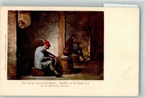 sign. Teniers David Der Geige spielende Bauer