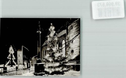 Trostberg Kirchplatz Mariensäule im Winter Foto Original aus Archiv eines Ansichtskartenverlags Ort handschriftlich