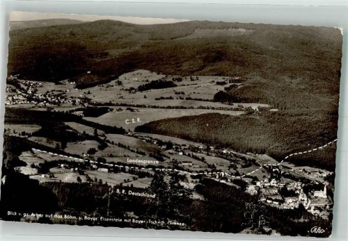 Bayerisch Eisenstein mit eingezeichnetem Grenzverlauf Fotograf Kohlbauer Hüttenstempel