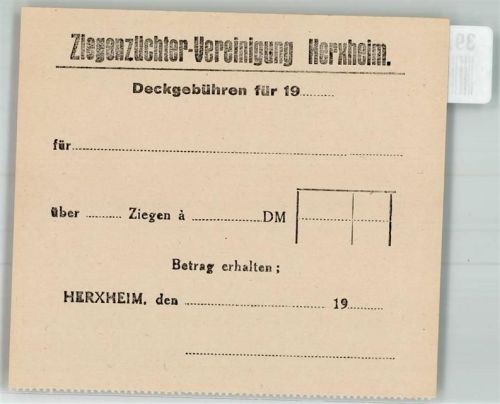 Herxheim Ziegenzüchter-Vereinigung Quittung Deckgebühr