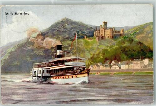 Koblenz 1912 Köln Düsseldorfer Rheindampfschiffahrt Schloss Stolzenfels