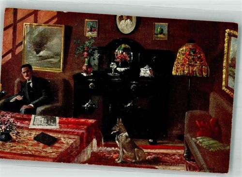 sign. F. Schilling : Sein Herrchen Interieur