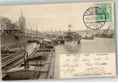 Köln Altstadt-Nord 103 1904 Hafen Am Rheinufer Briefmarke Bildseite