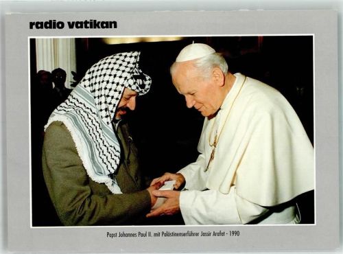 Johannes Paul II m. Palästinenserführer Jassir Arafat 1990