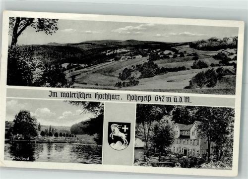 Hohegeiß 1956 Gasthaus Wolfsbachmühle Schwimmbad Wappen