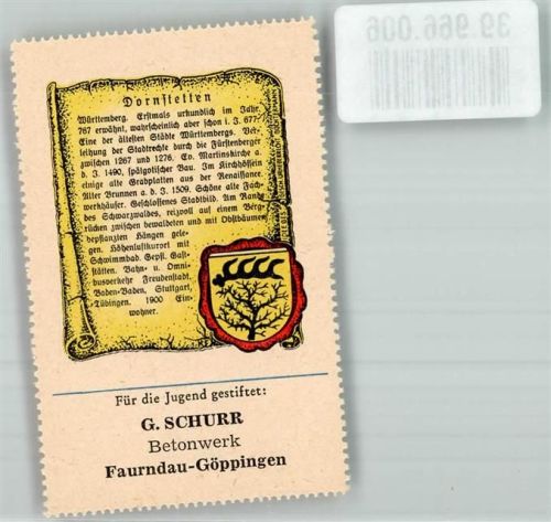 Faurndau Wappen Betonwerk Schurr Wappensammelmarke Nr. 101