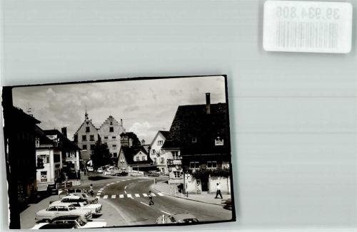 Tettnang Bärenplatz mit Torstuben Oldtimer Foto Original aus Archiv eines Ansichtskartenverlags Ort handschriftlich