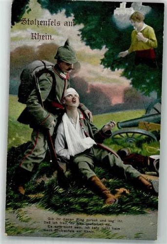 Stolzenfels 1915 Landser in Uniform denkt im Angesicht des Todes an seine Liebste daheim R & K.L. Serie 2592/6 Feldpost 1. Bayer. Res.-Korps