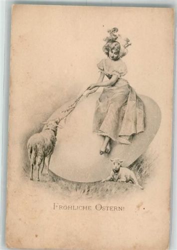 1902 Verlag M.M. Wien Frau Schafe großes Osterei