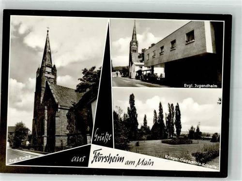 65439 W6093 Flörsheim am Main - Ev. Kirche und Jugendheim Kriegergedächtnis-Kapelle