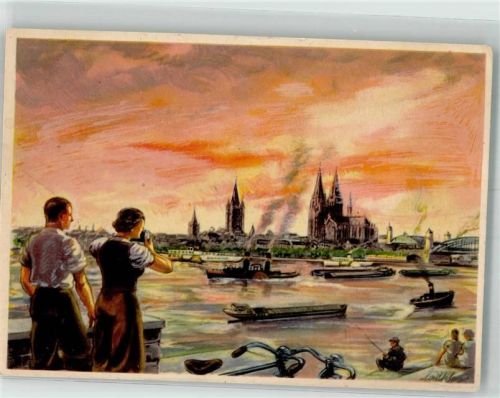 Köln Altstadt-Nord 103 Andre Hofer Feigenkaffee Bilderwerk Schönes neues Deutschland Nr. 10 Verkehr am Rhein Informationskarte