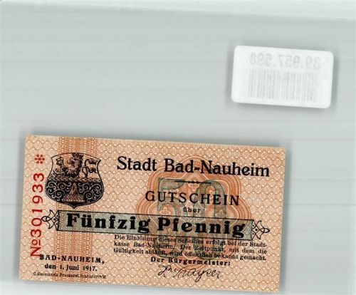 Bad Nauheim 1917 50 Pfennig