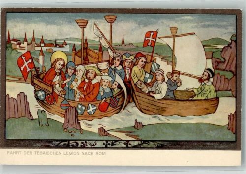 Saanen Fahrt d. Tebäischen Legion n.Rom Fresken a.d. XV. Jh. in der Kirche