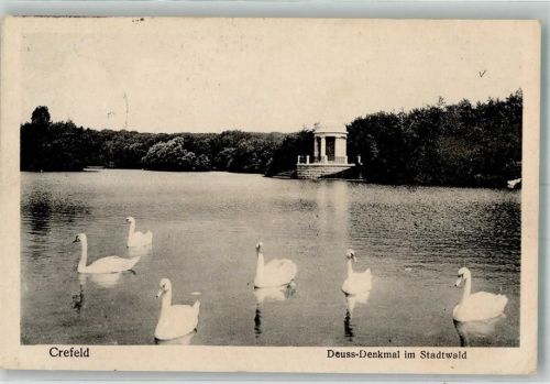 Krefeld 1917 Denkmal Deuss Stadtwald Schwäne Feldpost WK I