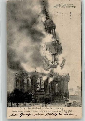 Hamburg 1906 Brand Michaeliskirche 3. Juli 1906 Einsturz des Turmes