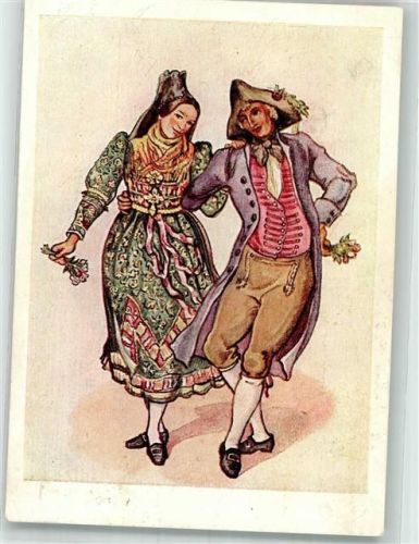 sign. Eggert, Benno Mann und Frau in unterfränkischer Tracht um 1830 Notopfermarke