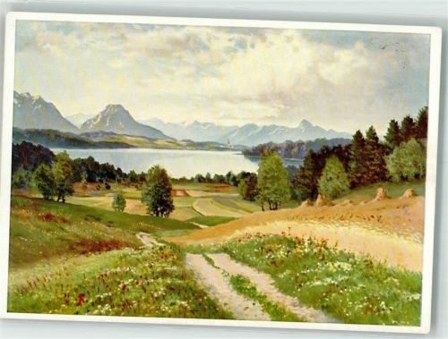 83022 W8200 Rosenheim , Oberbay Künstlerkarte sign. Yos Sommer am Simsee Bruckmanns Bildkarte Nr. 308
