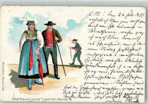 1897 Oberbayr. Trachtenkarte Nr. 14 Litho Verlag Moch & Stern Nr. 589