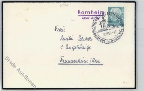 Alzey Brief Posthilfsstempel 1956 Bornheim